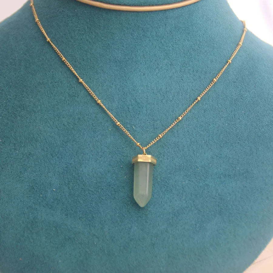 Simple Style Geometric natural stone Titanium Steel Pendant Necklace In Bulk