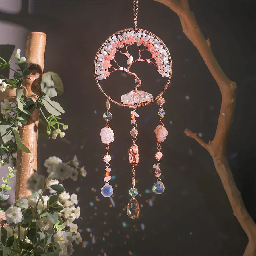 Valentine'S Day Birthday Romantic Life Tree Crystal gravel copper wire Dreamcatcher Wall Art