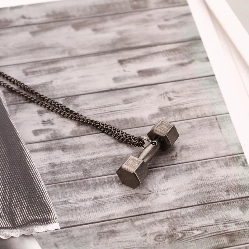 hip-hop dumbbell titanium steel necklace 1 piece