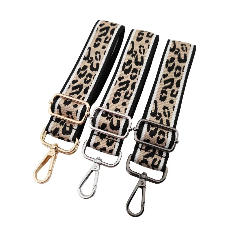 polyester cotton leopard bag strap
