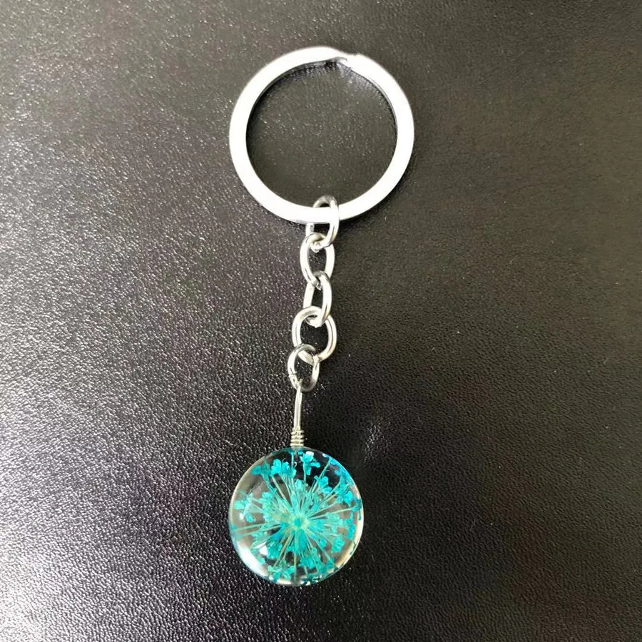 Pastoral Floral Glass Unisex Keychain