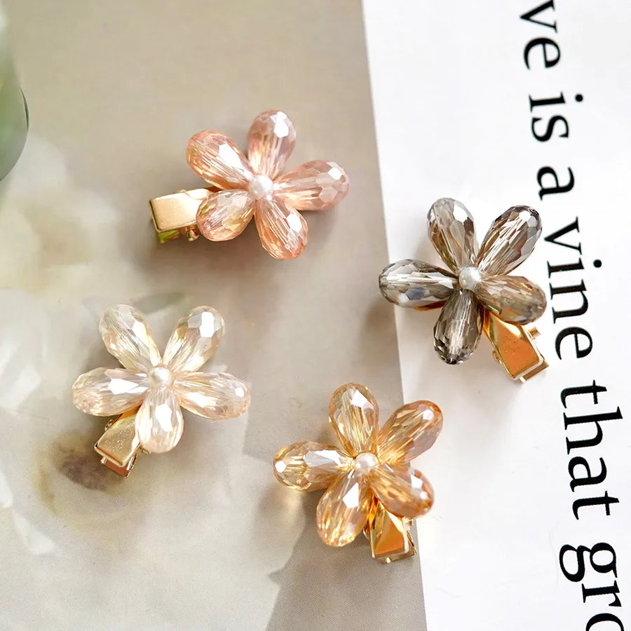 Sweet Women'S Plumeria Alloy Inlay Glass Hair Clip