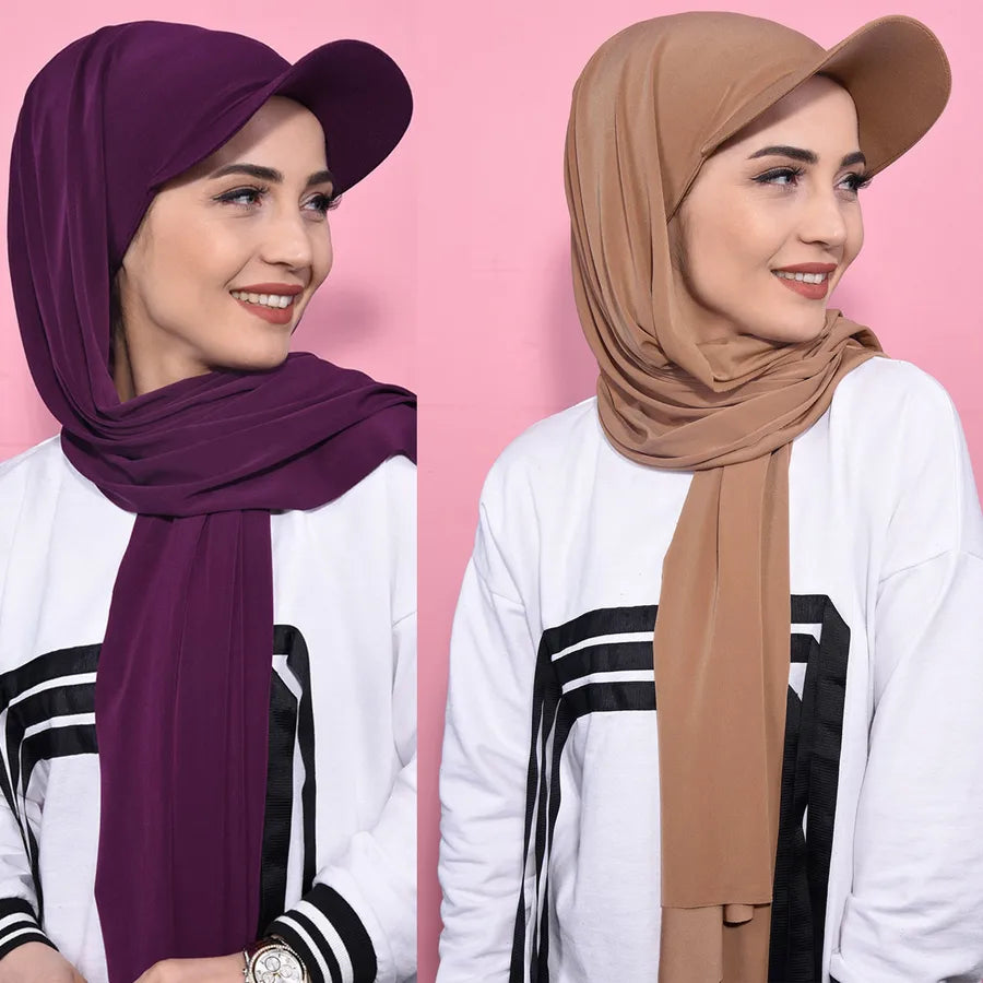 New Style Pure Color Women's Scarf Hat Middle East All-Match Overhead Muslim Headscarf Cap Spring Summer Autumn Winter