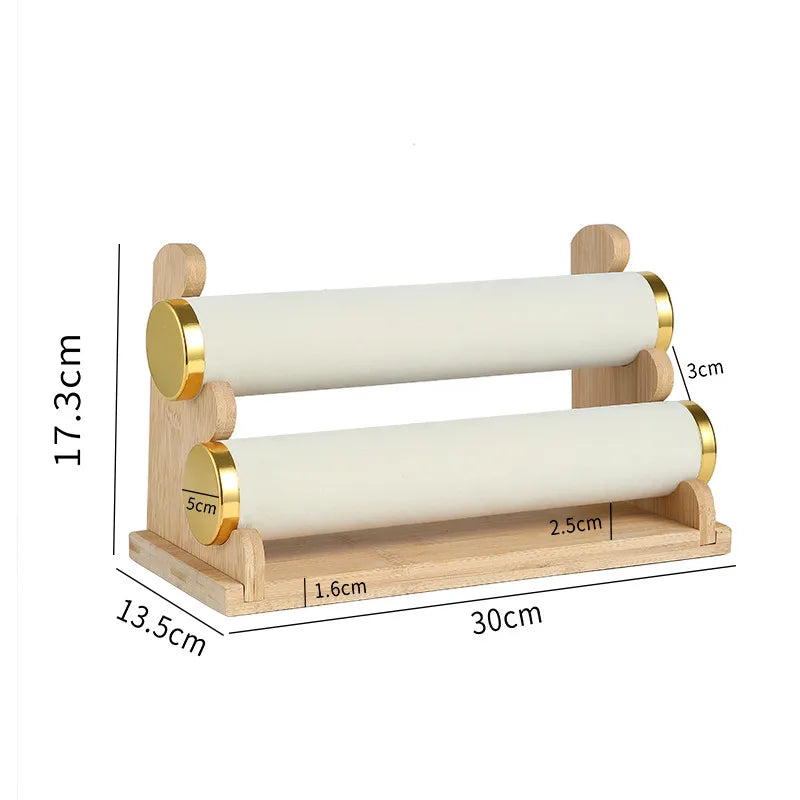 Premium Bamboo Wooden Jewelry Display Stand Bracelet Watch Headband Earring Storage Holder Live Broadcast Props Ornament Rack