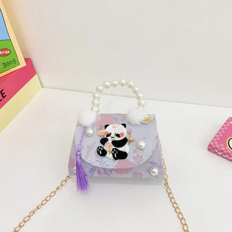 Children's Bag Women's Chinese Style Butterfly Flower Girls' Satchel Princess Pearl Handbag Shoulder Crossbody Bag Wholesale