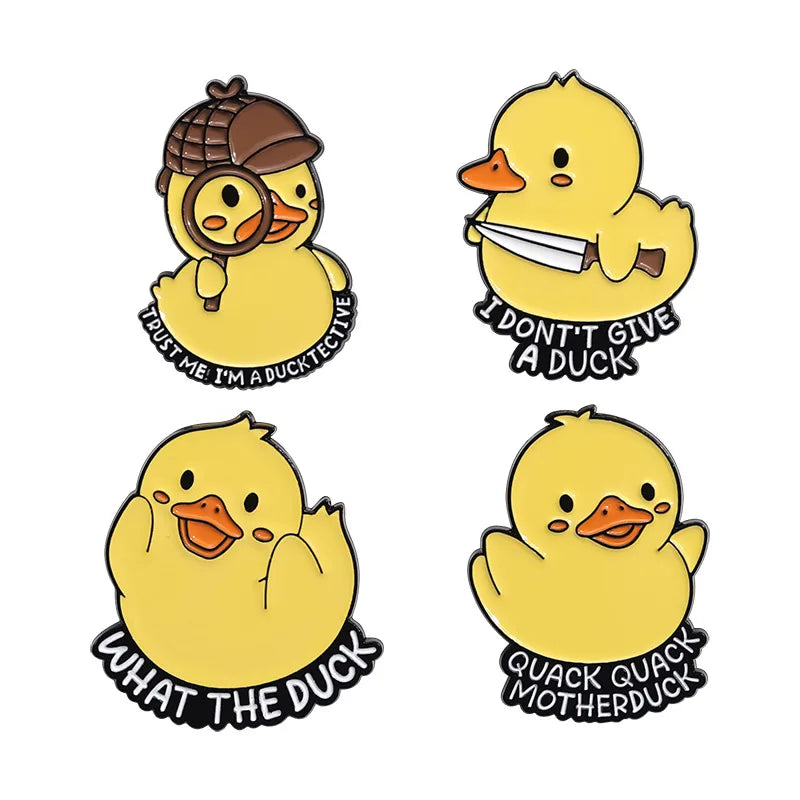 Cute Little Yellow Duck Brooch Pin Cartoon Personality Bag Charm Creative Decorations Zinc Alloy Letter Pattern Unisex Pins