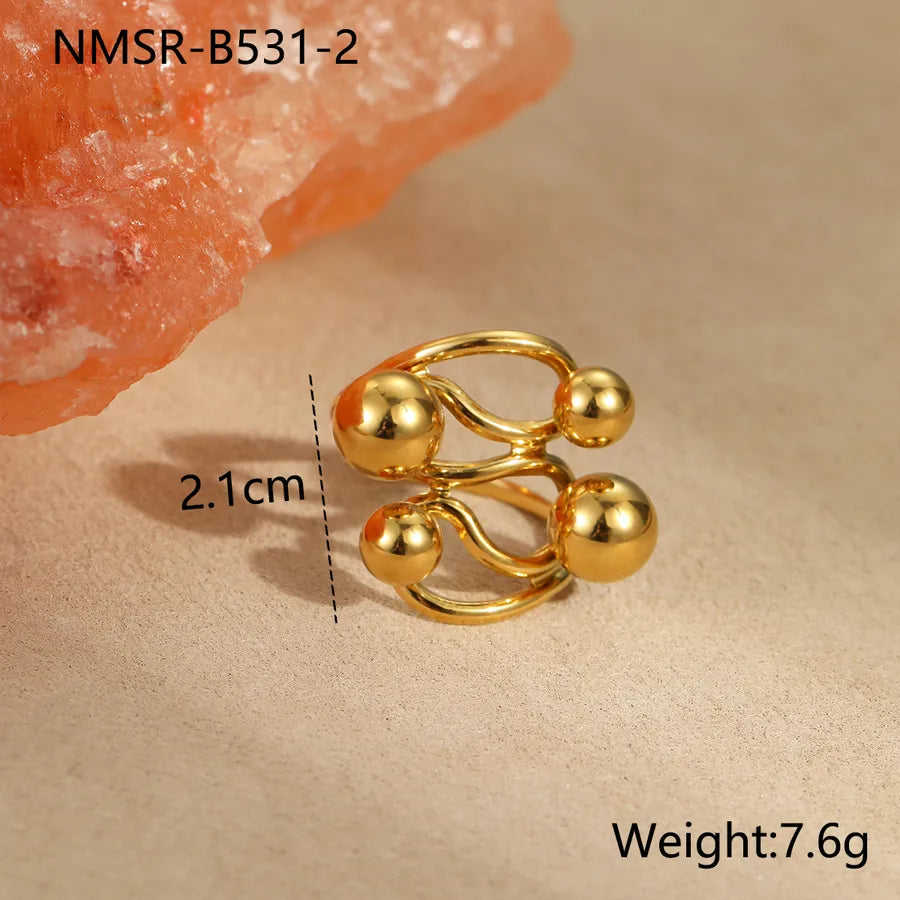 Wholesale Jewelry Cool Style Round Ball 304 Stainless Steel Open Rings