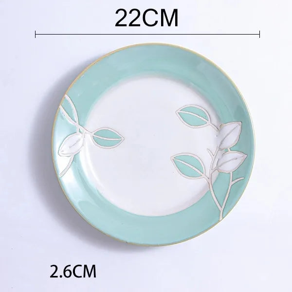 Retro Solid Color Flower ceramics Tableware 1 Piece