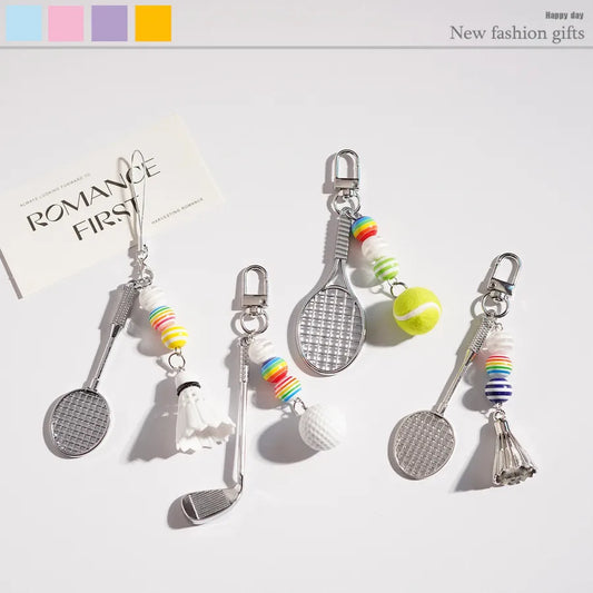 Creative Badminton Keychain Sports Keyring Pendant Jewelry Key Rope Mini Racket Hanging Charm Unisex Wedding Graduation Birthday