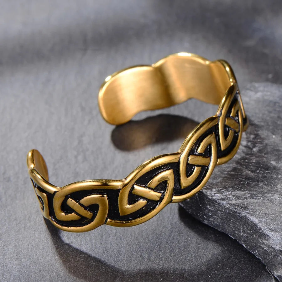 Retro Punk Tribal 304 Stainless Steel Criss Cross 18K Gold Plated Men's