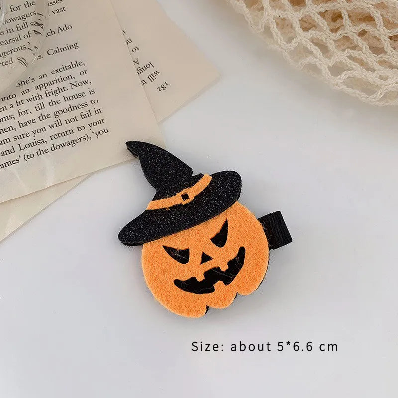 exaggerated funny halloween pattern pumpkin bow knot alloy cloth hair clip