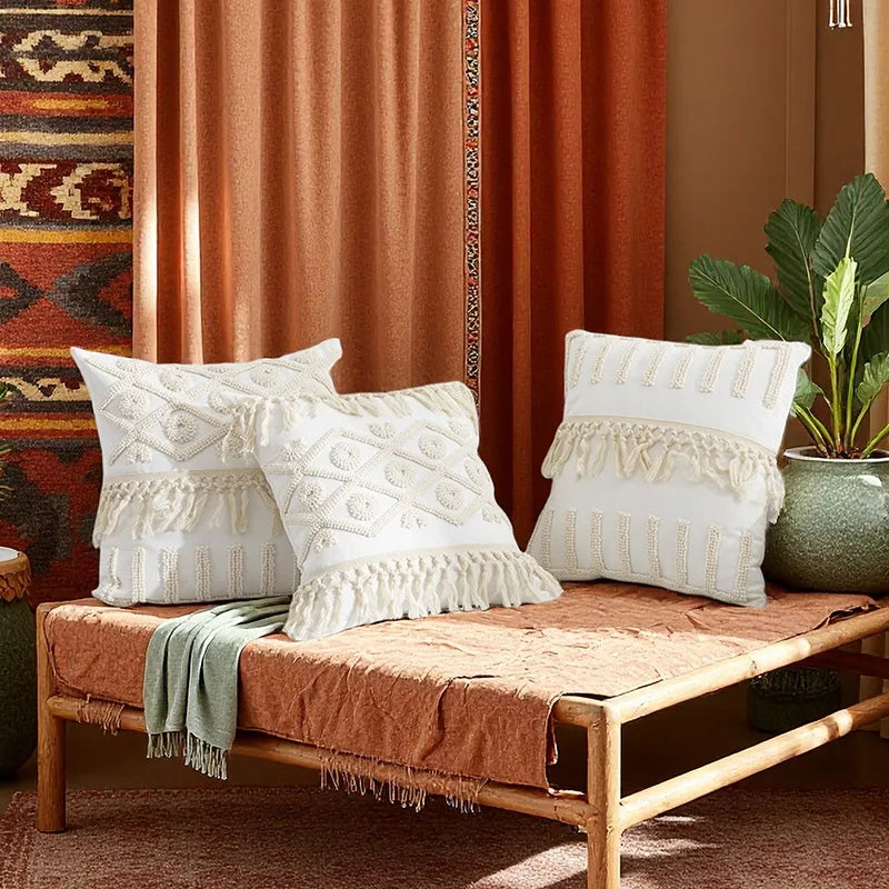Bohemian Style Geometric Pattern Velvet Pillowcase Sofa Decorative Cushion Living Room Sample Room Decoration Plush Circle