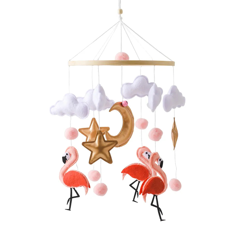Nordic Style Felt Animal Bed Bell Hanging Decoration Baby Infant Carriage Hand Eye Coordination Hanging Ornament Bed Bell