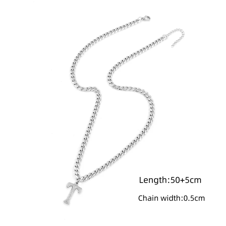 Wholesale Jewelry Modern Style Classic Style Letter 201 Stainless Steel 304 Stainless Steel Pendant Necklace Cuban Link Chain Curb Chain