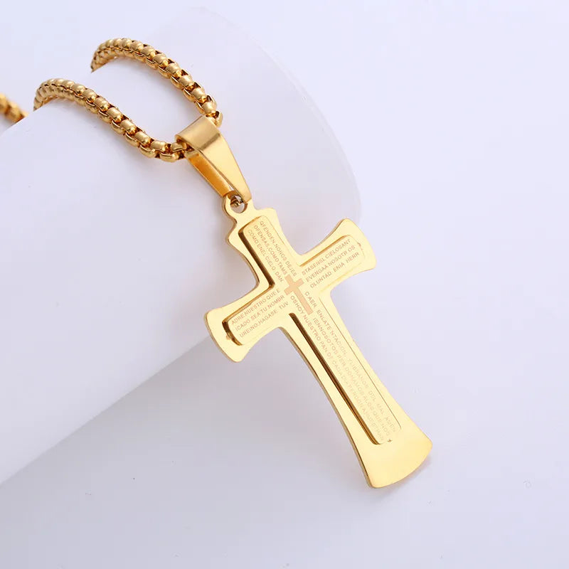 1 piece hip-hop cross stainless steel plating 18k gold plated men's pendant necklace