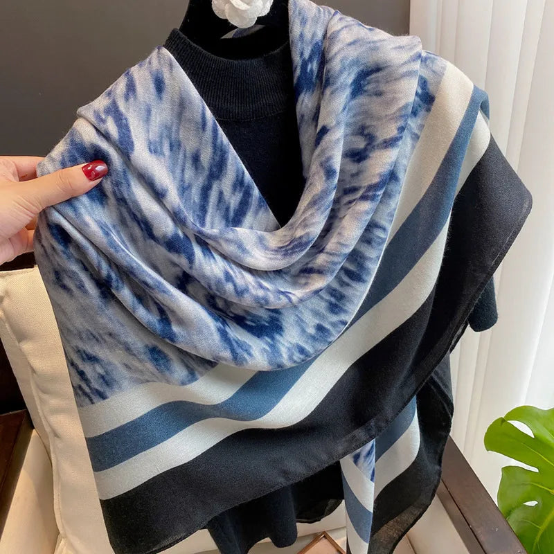 women's retro ethnic style printing polyester printing scarf