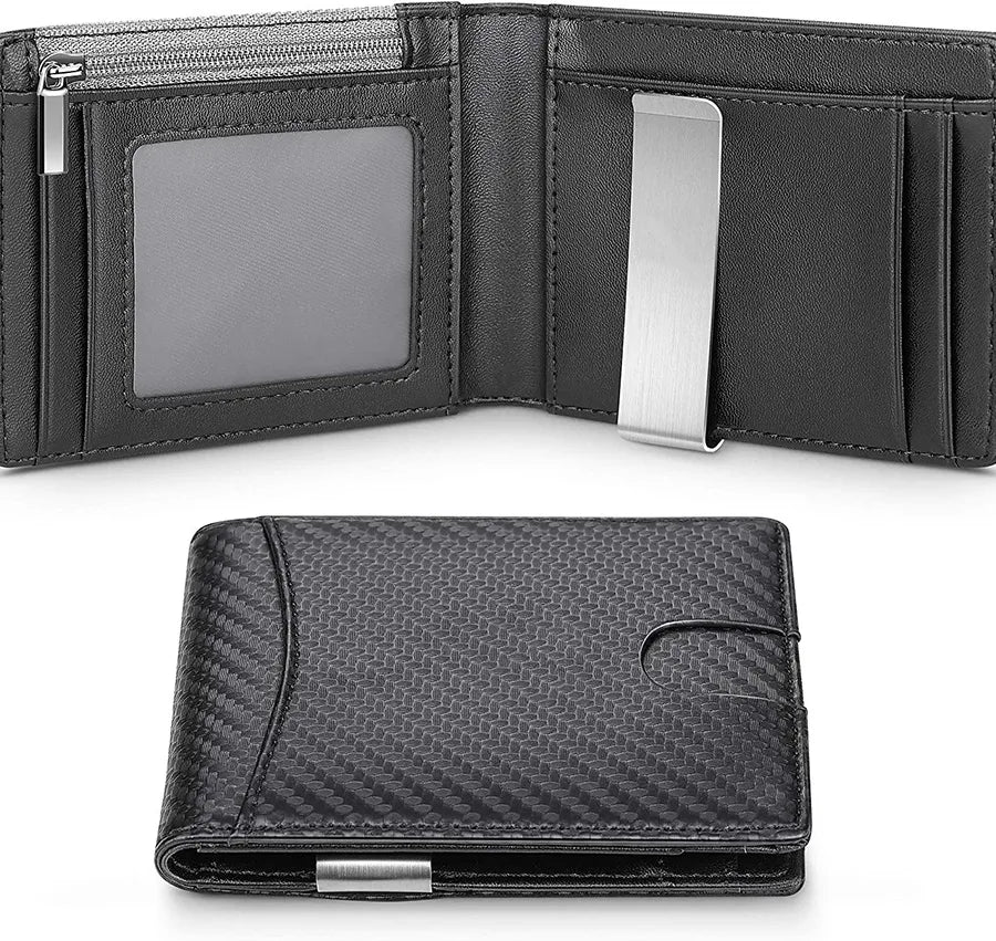 men's solid color pu leather zipper small wallets