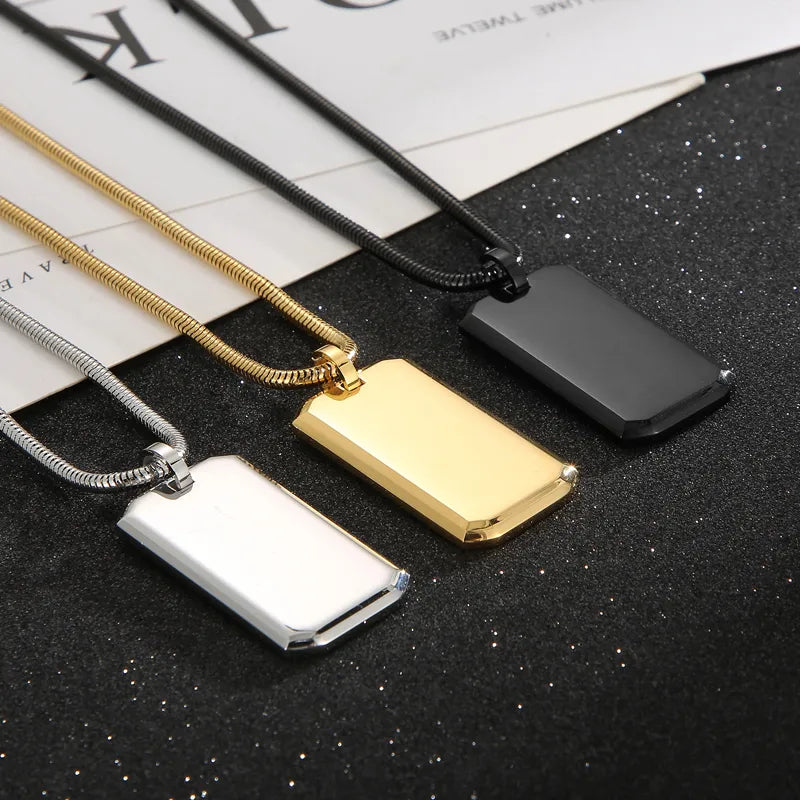 fashion rectangle titanium steel plating titanium steel pendant necklace 1 piece