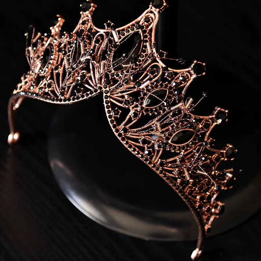 korean style rhinestone crown earrings set wedding hair accessories