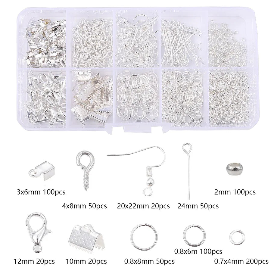 Handmade Beading Jewelry Accessories Kit Earring Hook Bracelet Necklace Material Tool Set Round Circle Chain Metal Simple Design
