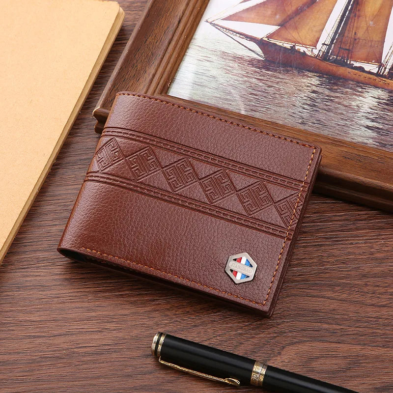 Men's Solid Color PVC Open Small Wallets