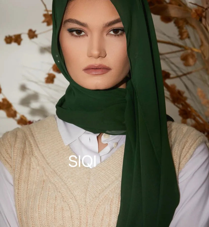 Women's Casual Elegant Simple Style Solid Color Chiffon Printing and Dyeing Hijab