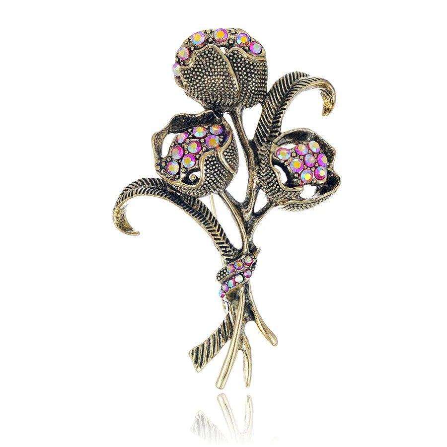 Fashionable Vintage Pearl Glazed Basket Brooch Pin Trendy Bouquet Brooch Pins Alloy Jewelry Accessory For Men And Women