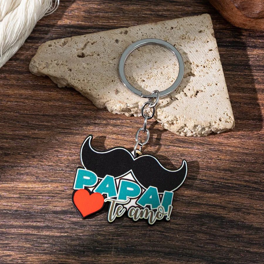 1 Piece Retro Classic Style Letter Wood Printing Thanksgiving Father'S Day Bag Pendant Keychain