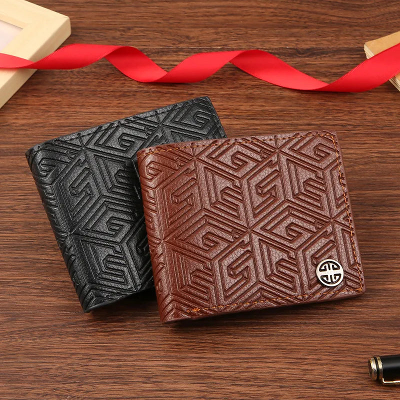 Men's Solid Color PVC Open Small Wallets