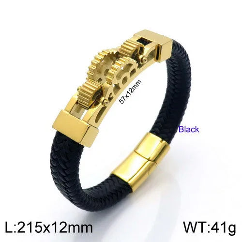 Vintage Style Rock Streetwear Geometric Titanium Steel Plating 18K Gold Plated Men's Bangle