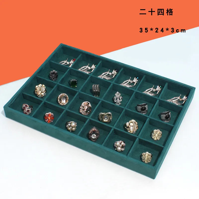 Dark Green Jewelry Necklace Box Ring Bracelet Jade Storage Box Bangle Pendant Display Props Earring Jewelry Tray