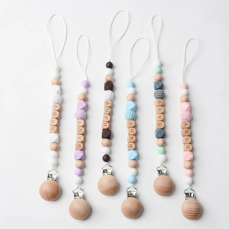 simple style letter beech silicone baby accessories