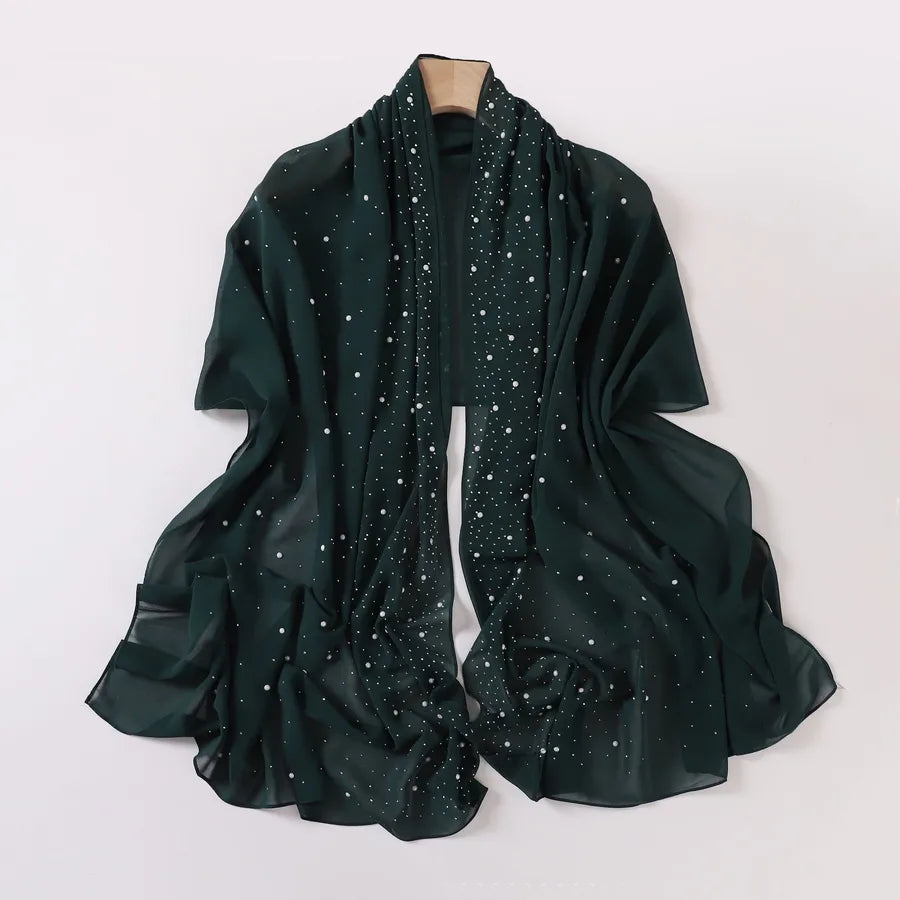 wholesale pearl chiffon ceramic gypsophila hot drill long scarf Hui scarf Indonesia Middle East Africa turban
