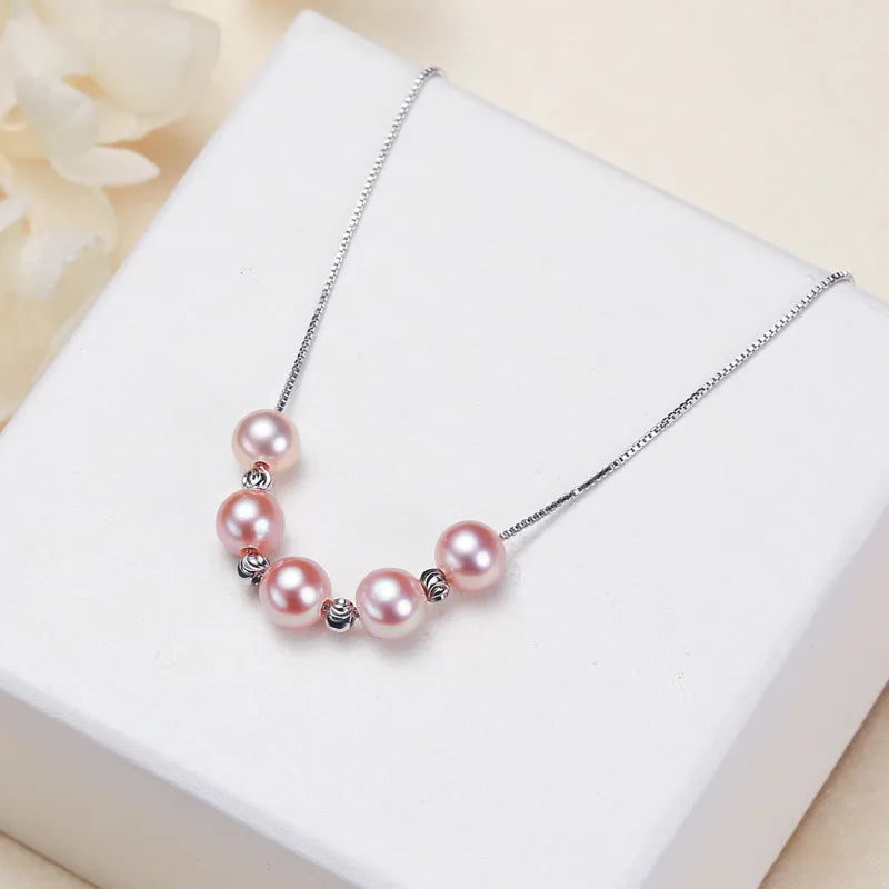 Freshwater Pearl Copper box chain Plating Round Necklace