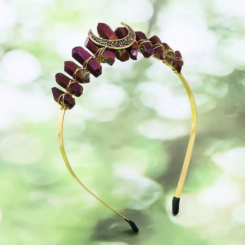 Handmade Pastoral Women's Solid Color Gem Hair Band