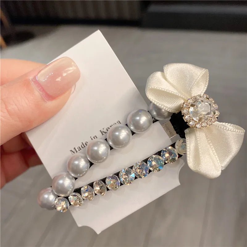 New Vintage Pearl Hair Clip Fresh Water Diamond Side BB Clip Large Back Of Head Simple Hair Accessories For Women