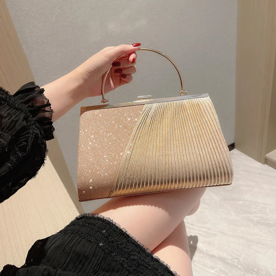 gold silver black polyester solid color rhinestone square evening bags