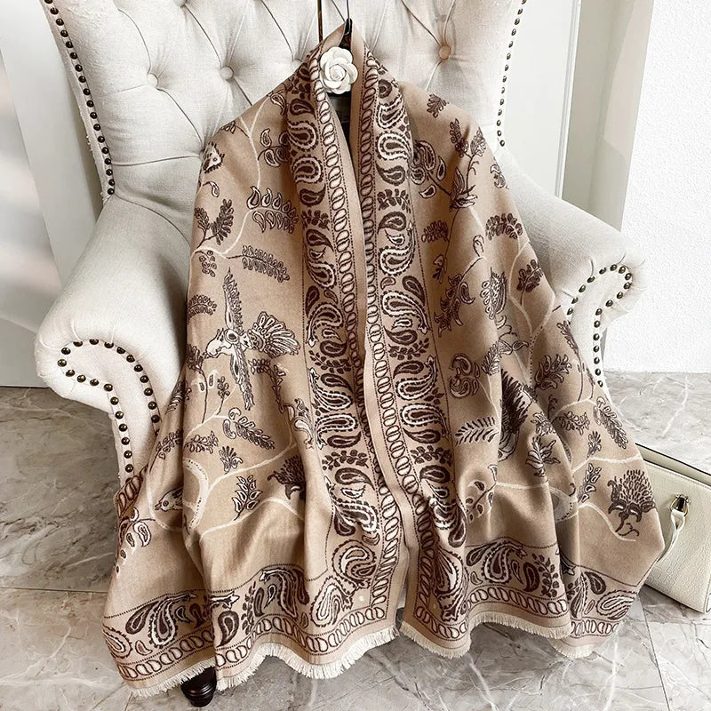 Unisex Elegant Lady Simple Style Leaf Imitation cashmere Printing Scarf