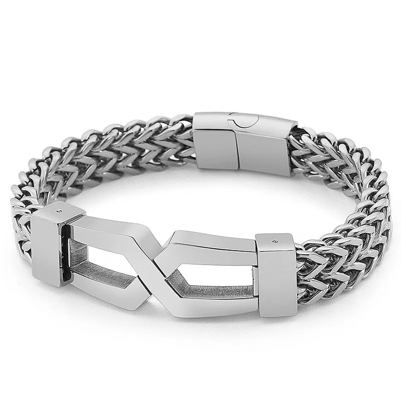 Hip-Hop Retro Solid Color Titanium Steel Plating 18K Gold Plated Men's Bracelets