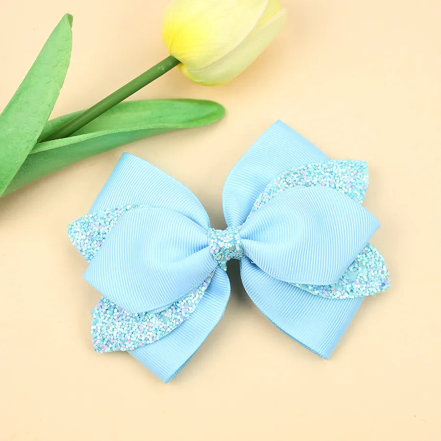 Europe and the United States new double-layer children's glitter film bow hair accessories girls hair clips cute girls hair accessories
