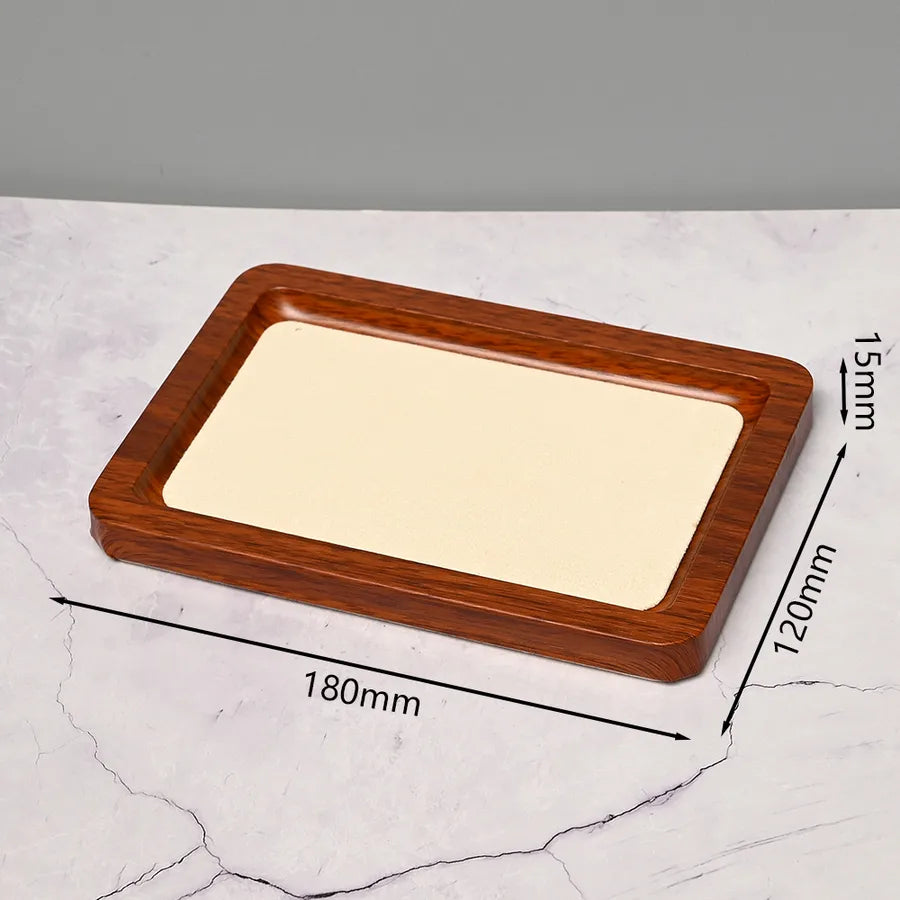 Handmade DIY Jewelry Display Plate Earring Bracelet Ring Square Rectangle Decorative Storage Tray Simple Style Wooden Velvet