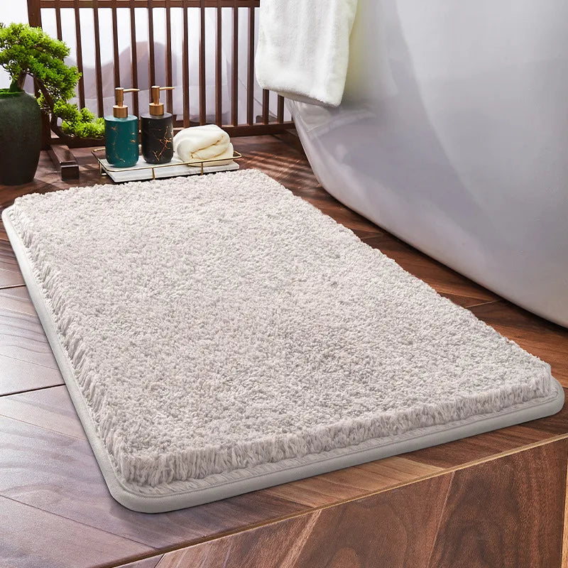Household Bathroom Door Mat Solid Color Simple Bathroom Absorbent Non-Slip Mat Spot  Thickened Fiber Floor Mat
