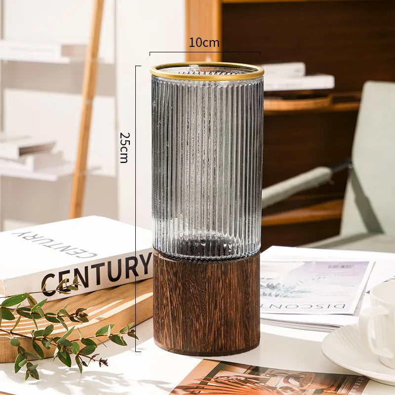 Simple Style Stripe Glass Vase Artificial Decorations