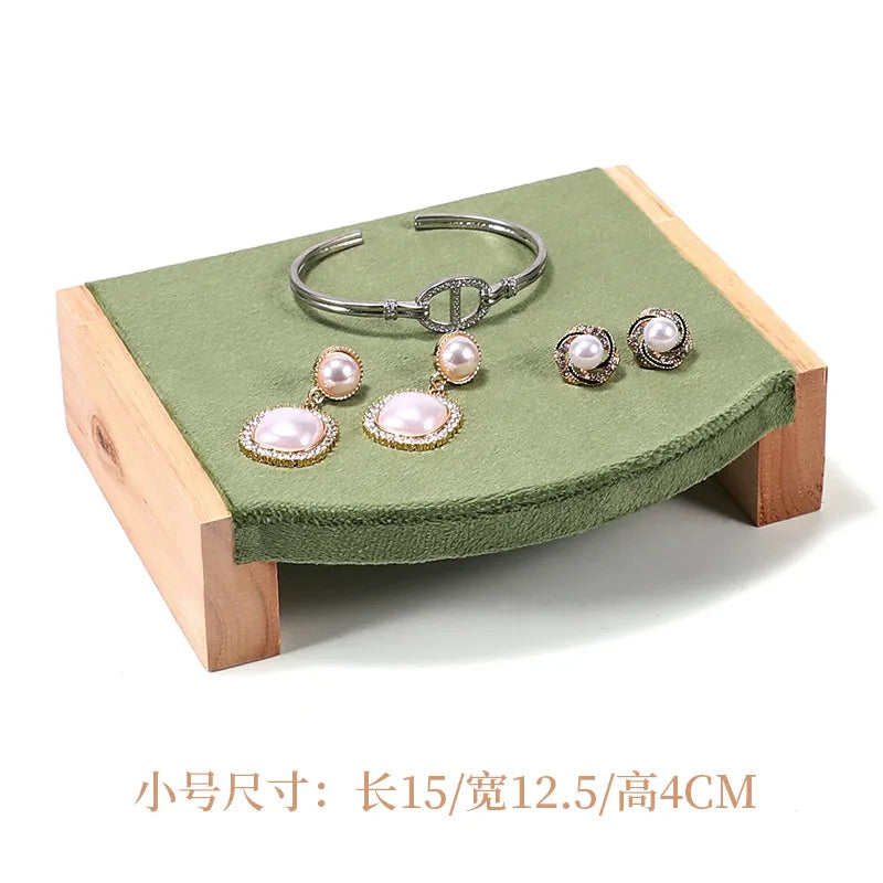 Solid Wood Jewelry Display Stand Tea Table Bracelet Necklace Stool Ornament Rack Three Piece Set Academic Style Crafted