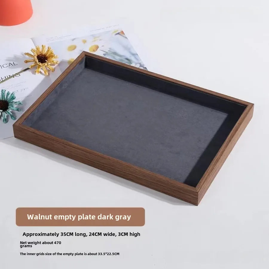 Walnut wood grain jewelry storage box ring tray stud earrings necklace watch tray jewelry bracelet display