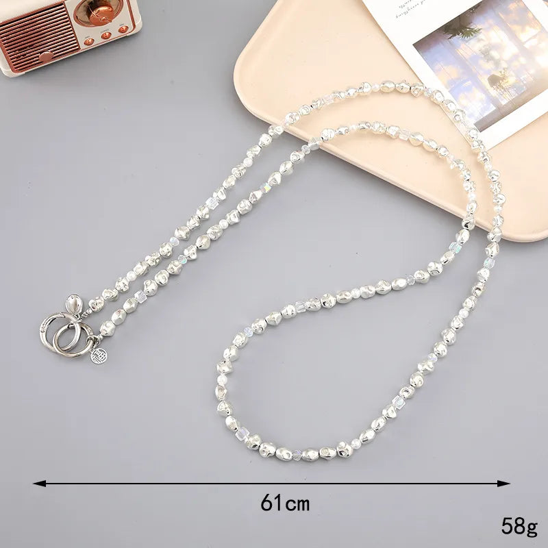 Basic Geometric Artificial Pearl Beaded Mobile Phone Chain
