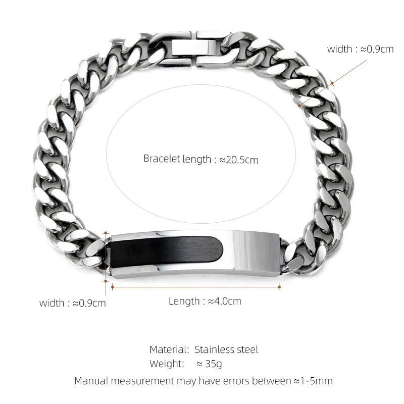 Hip-Hop Geometric 304 Stainless Steel Plating Men's Bracelets Men Chain Bracelets