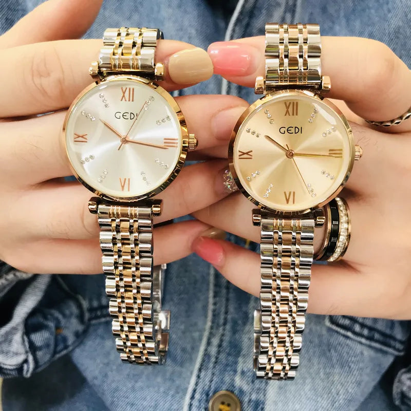 Casual Elegant Simple Style Solid Color Butterfly Double Snap Quartz Watch Women's Watches