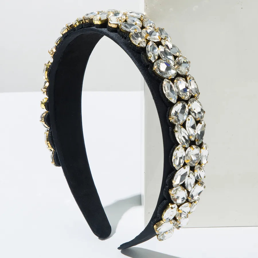 Casual Classic Style Women's Water Droplets Alloy Cloth Glass Inlay Glass Hair Band