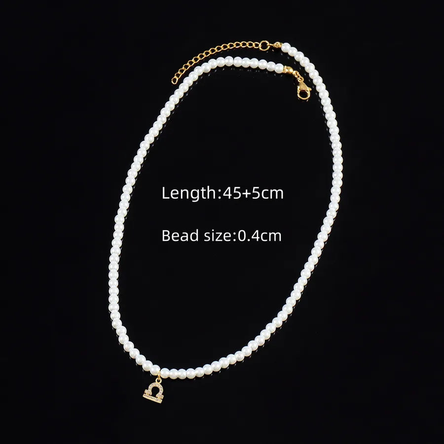 Casual Elegant Classic Style Constellation Artificial Pearl Copper Beaded Chain Beaded Necklaces Wholesale